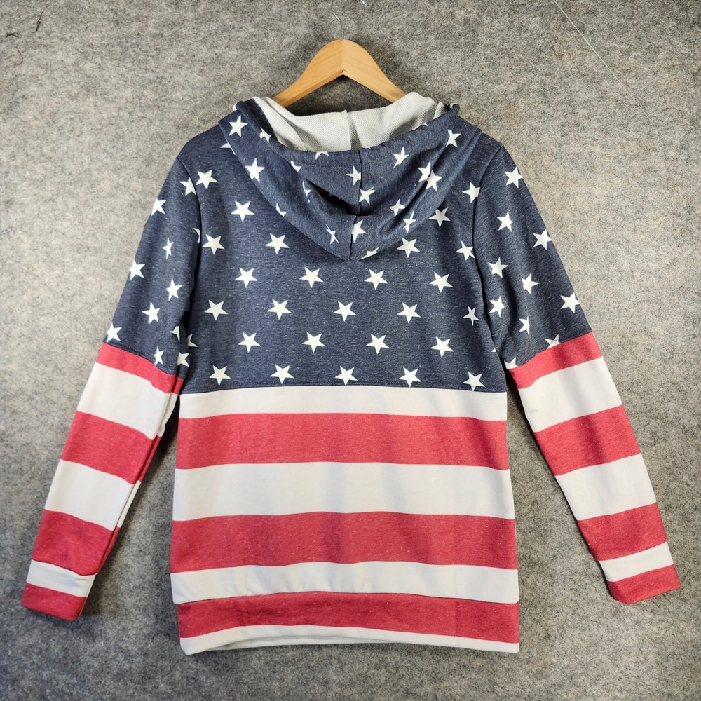 Michelle Mae‎ Womens American Flag Hoodie Stars and Stripes Patriotic Medium NEW - Picture 11 of 13